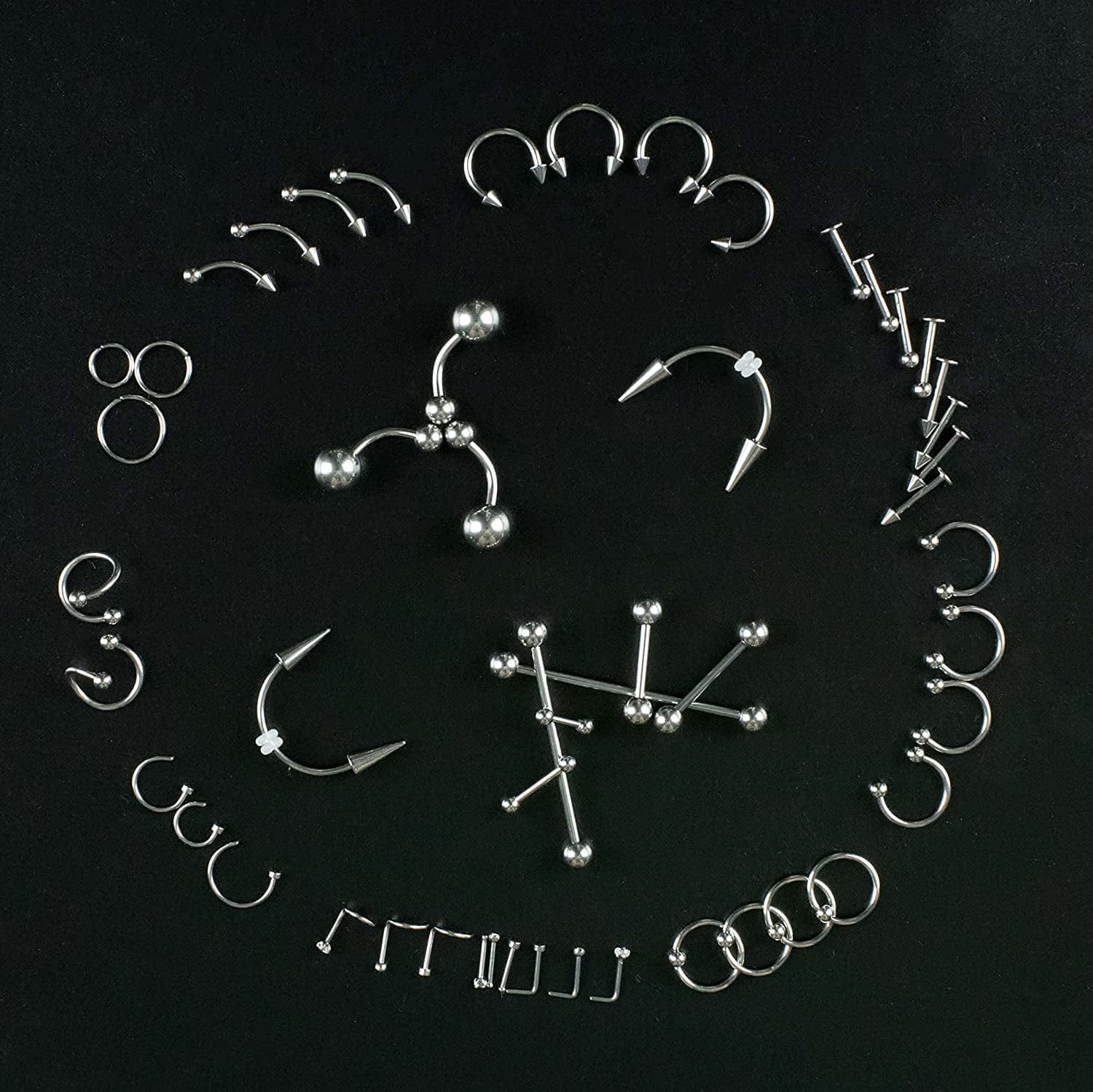 94PCS Mixed-Pack Piercing Kits for All Body Piercings Stainless Steel 14G 16G 20G Jewelry and Piercing Needle with Piercing Tools 10Pcs Alcohol Pad for Nose Septum Lip Ear Belly Button Cartilage Tragus Apparel & Accessories > Jewelry > Body Jewelry Tustrion