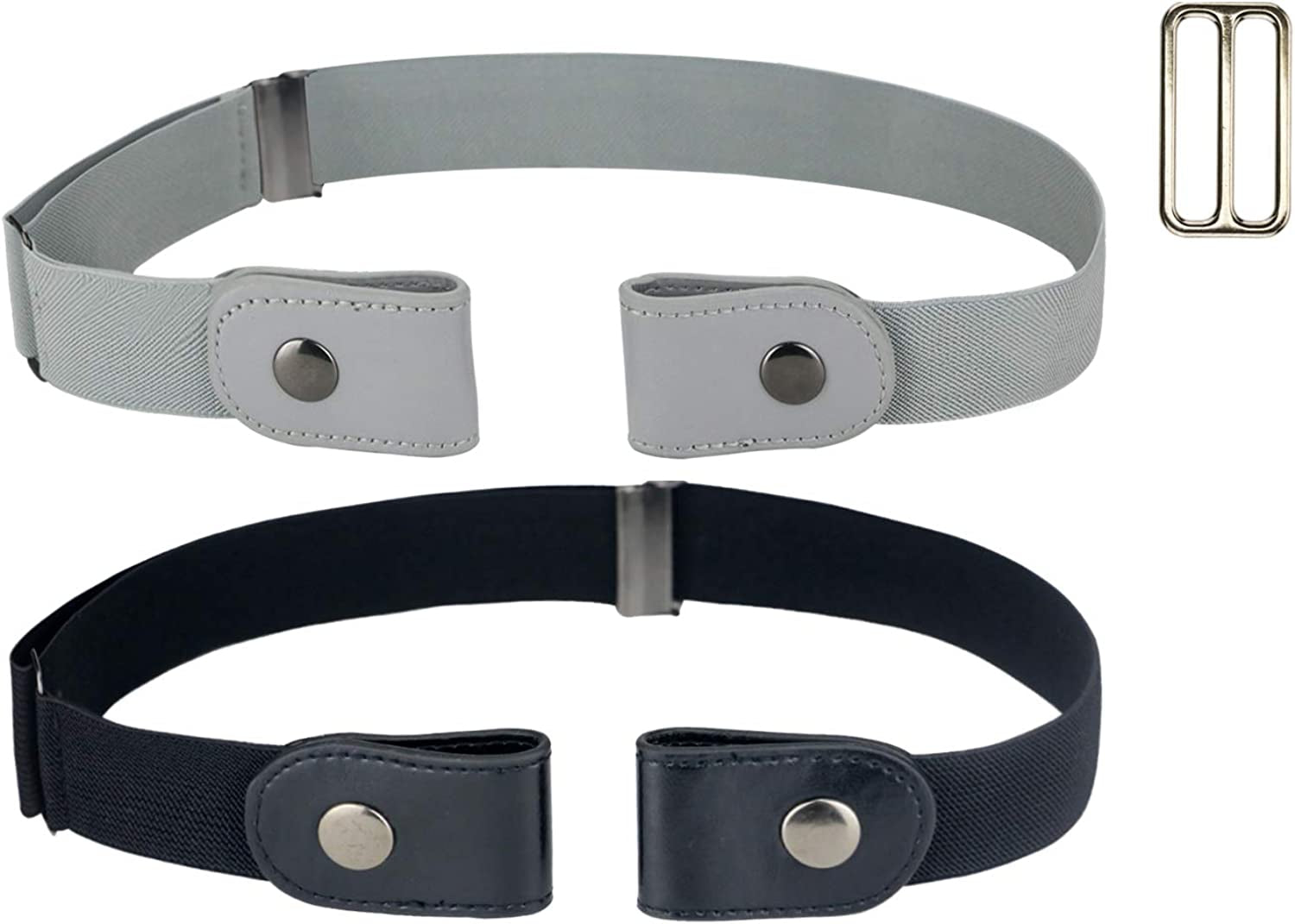 No Buckle Women/Men Stretch Belt, Invisible Elastic Belt for Jeans Pants Dresses Apparel & Accessories > Clothing Accessories > Belts maikun 2-pack.black+gray waist 24"-50"