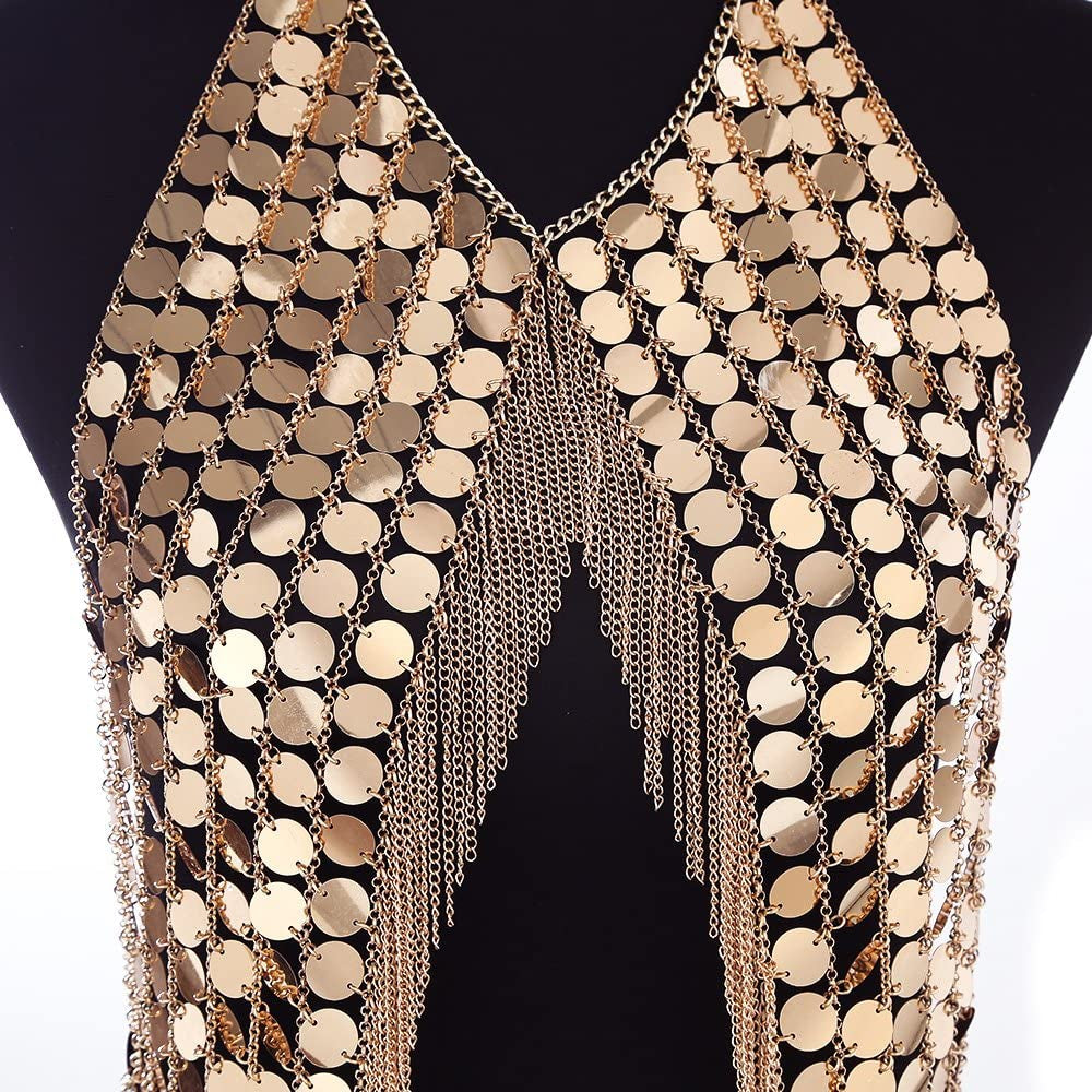 DOTASI Women'S Sexy Halter Backless Tank Top Bra Body Chain Necklace Tassels Party Apparel & Accessories > Jewelry > Body Jewelry DOTASI