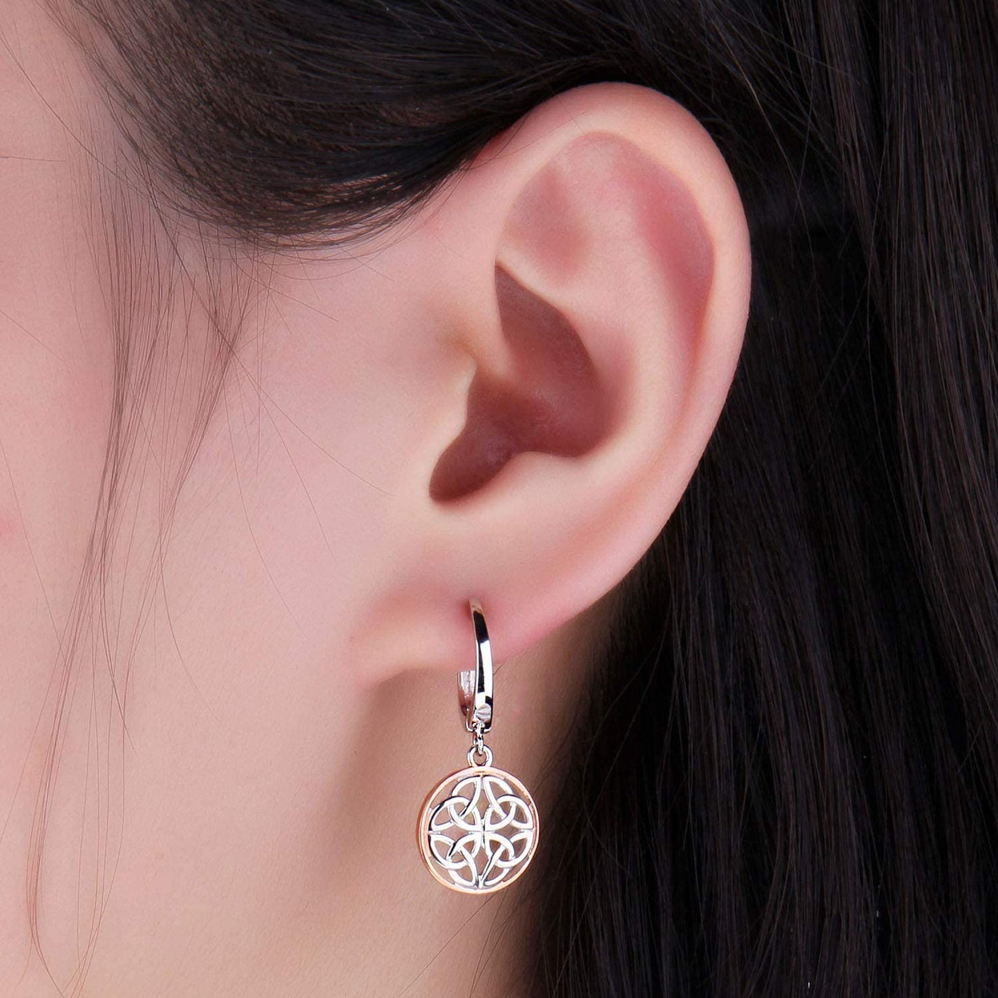 Jewelrypalace Irish Celtic Knot Dangle Earrings, 14K Rose Gold Plated 925 Sterling Silver Hoop Earrings for Women, Love Drop Earrings for Women, Huggie Earrings for Girls, Earring Sets Hoops Jewelry Apparel & Accessories > Jewelry > Earrings JewelryPalace