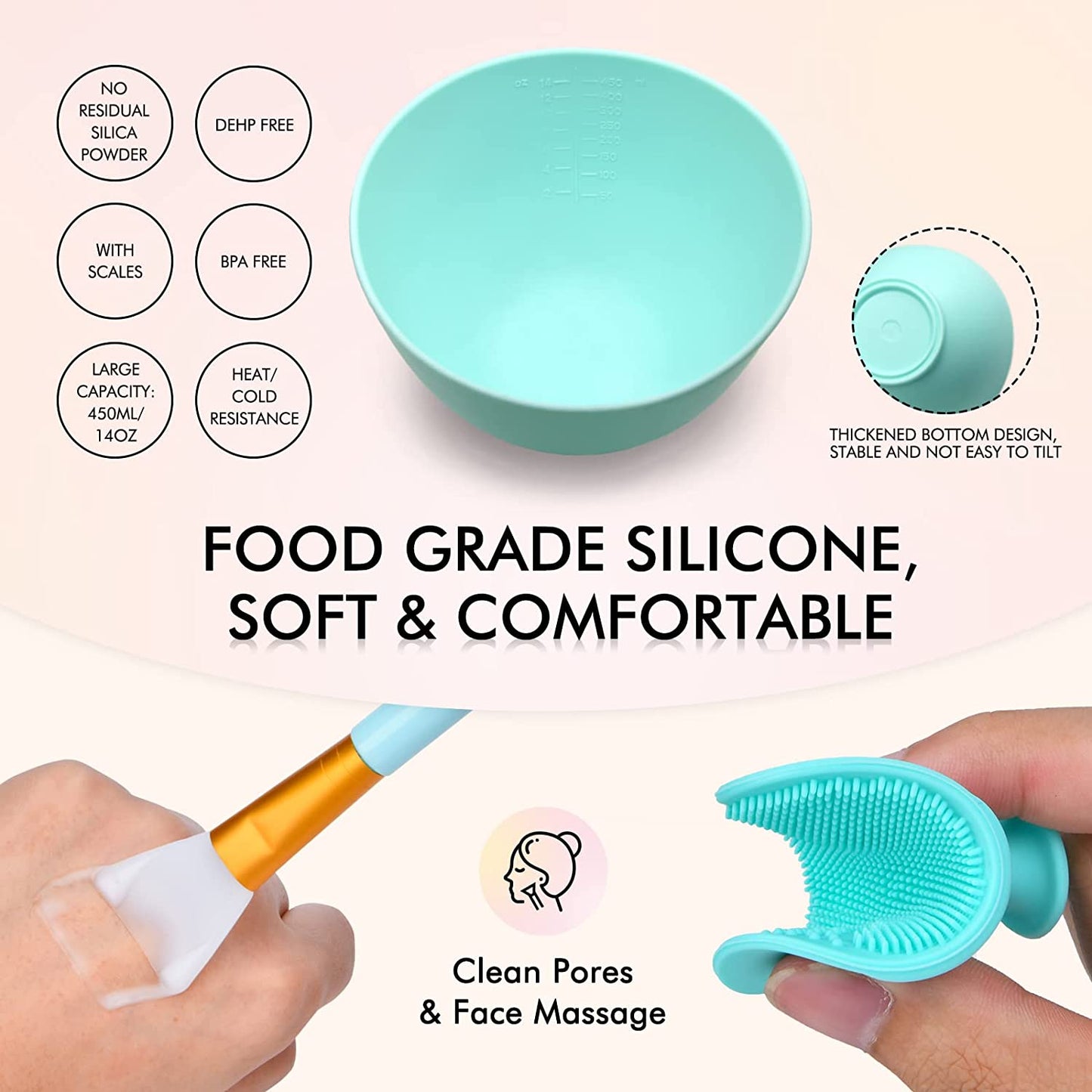 SHAREALL Face Mask Mixing Bowl Set with Silicone Facial Mask Bowl Mask Brush Cleanser Brush Spatula Headband Spray Bottle Pimple Popper Tool Kit Face Mask Applicator for Clay Mask & Jelly Mask 16PCS Health & Beauty > Personal Care > Cosmetics > Cosmetic Tools > Skin Care Tools SHAREALL