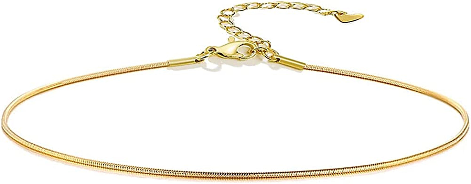 QJLE 18K Gold Plated Flat Snake Chain Link Dainty Ankle Bracelets for Women, Boho Cute Summer Beach Anklet Adjustable Foot Jewelry Apparel & Accessories > Jewelry > Anklets QJLE 1.2mm Gold
