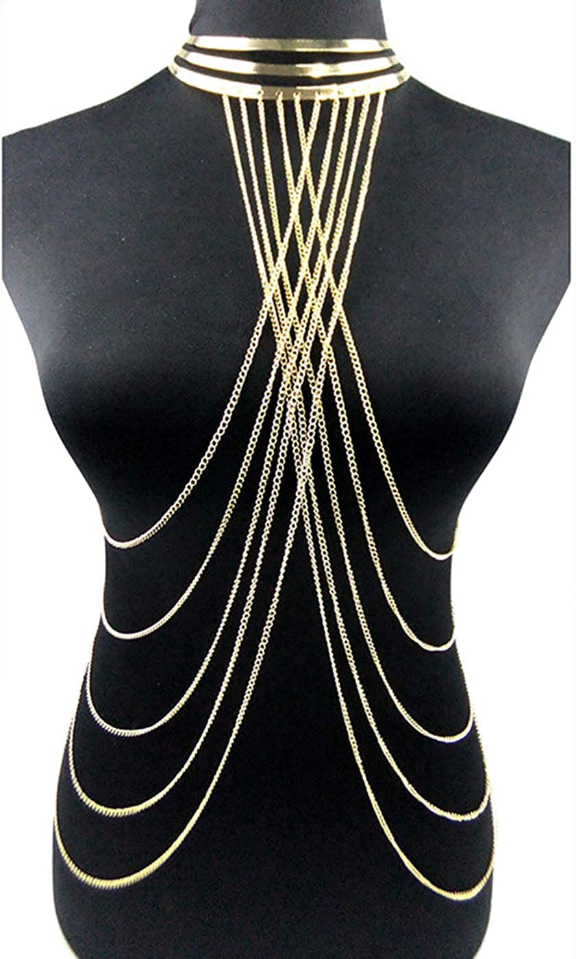 Nicute Gold Body Chain with Necklace Layered Bra Chains Summer Beach Body Jewelry for Women and Girls Apparel & Accessories > Jewelry > Body Jewelry Nicute