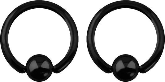 Forbidden Body Jewelry 316L Surgical Steel Captive Bead Piercing Hoop (Pair) 10G 12G 14G 16G 18G 20G, Diameter 6 to 12Mm Black and Rainbow Apparel & Accessories > Jewelry > Rings Forbidden Body Jewelry Black: 12g, 12mm