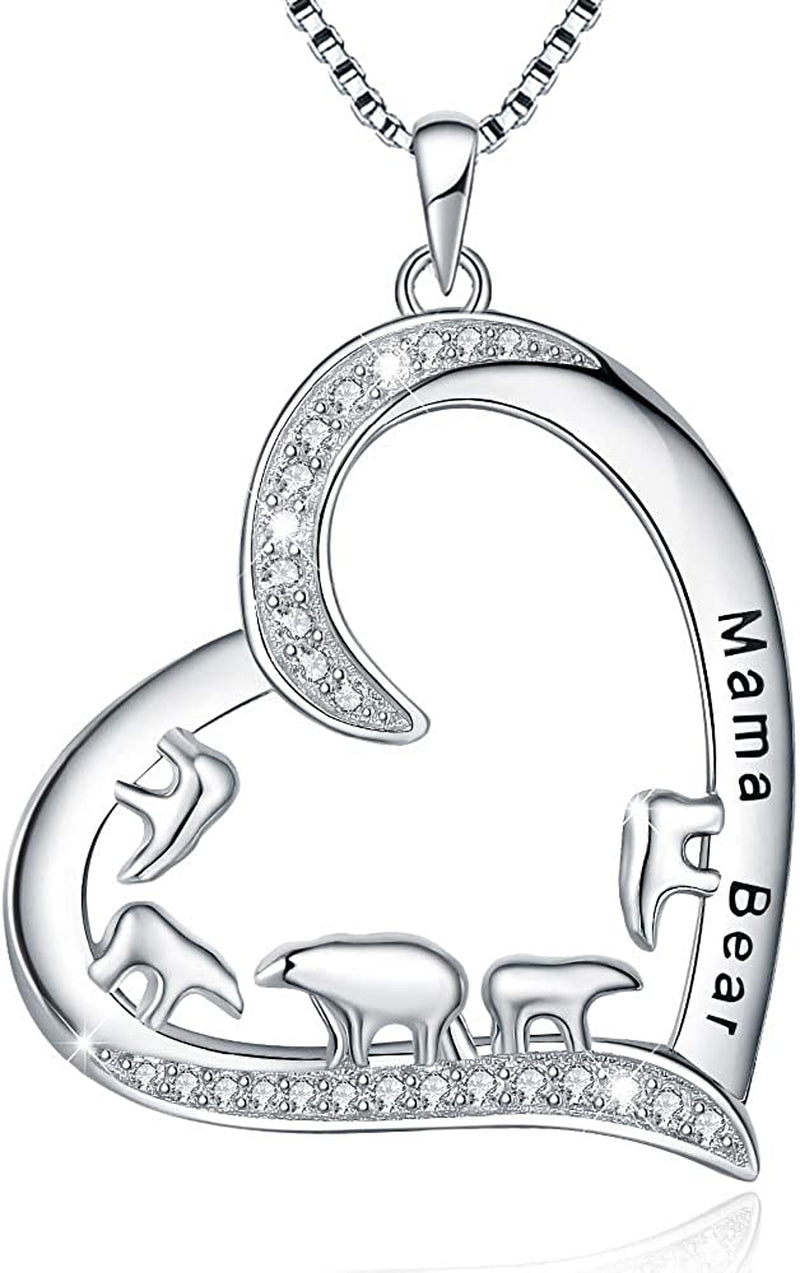 MUATOGIML 925 Sterling Silver Mom Necklace Love Heart Pendant Mama Bear Panda Elephant Sloth Animal Necklaces Mother Son Daughter Jewelry Gifts for Women Mum Family Apparel & Accessories > Jewelry > Anklets MUATOGIML JEWELRY 4 cubs