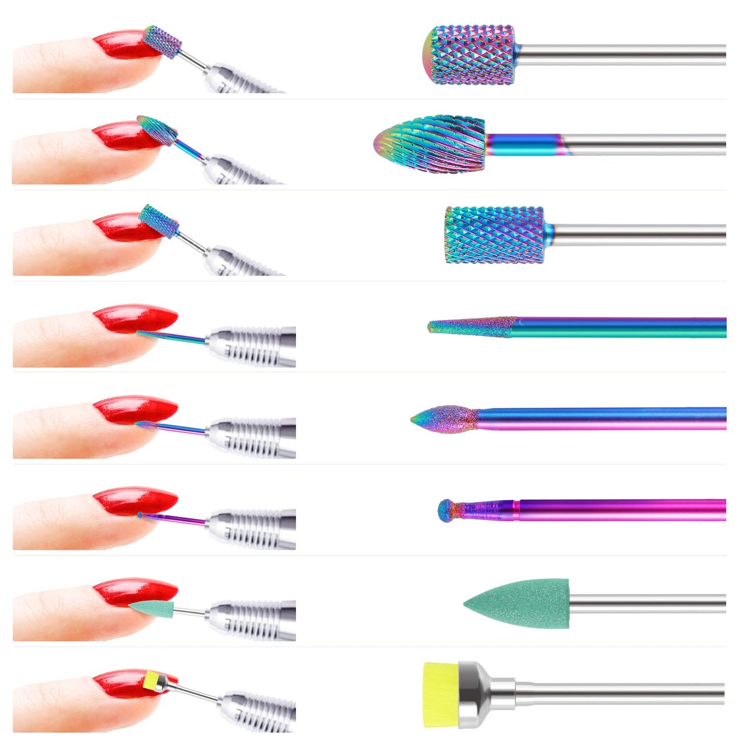 MAQUITA 8Pcs Nail Drill Bits Set Made of Tungsten Carbide Professional Remove Gel Acrylic Cuticle 3/32 Nail File Bit Tools for Manicure Pedicure Home Salon Use Great Gift for Women Girls Health & Beauty > Personal Care > Cosmetics > Cosmetic Tools > Nail Tools MAQUITA