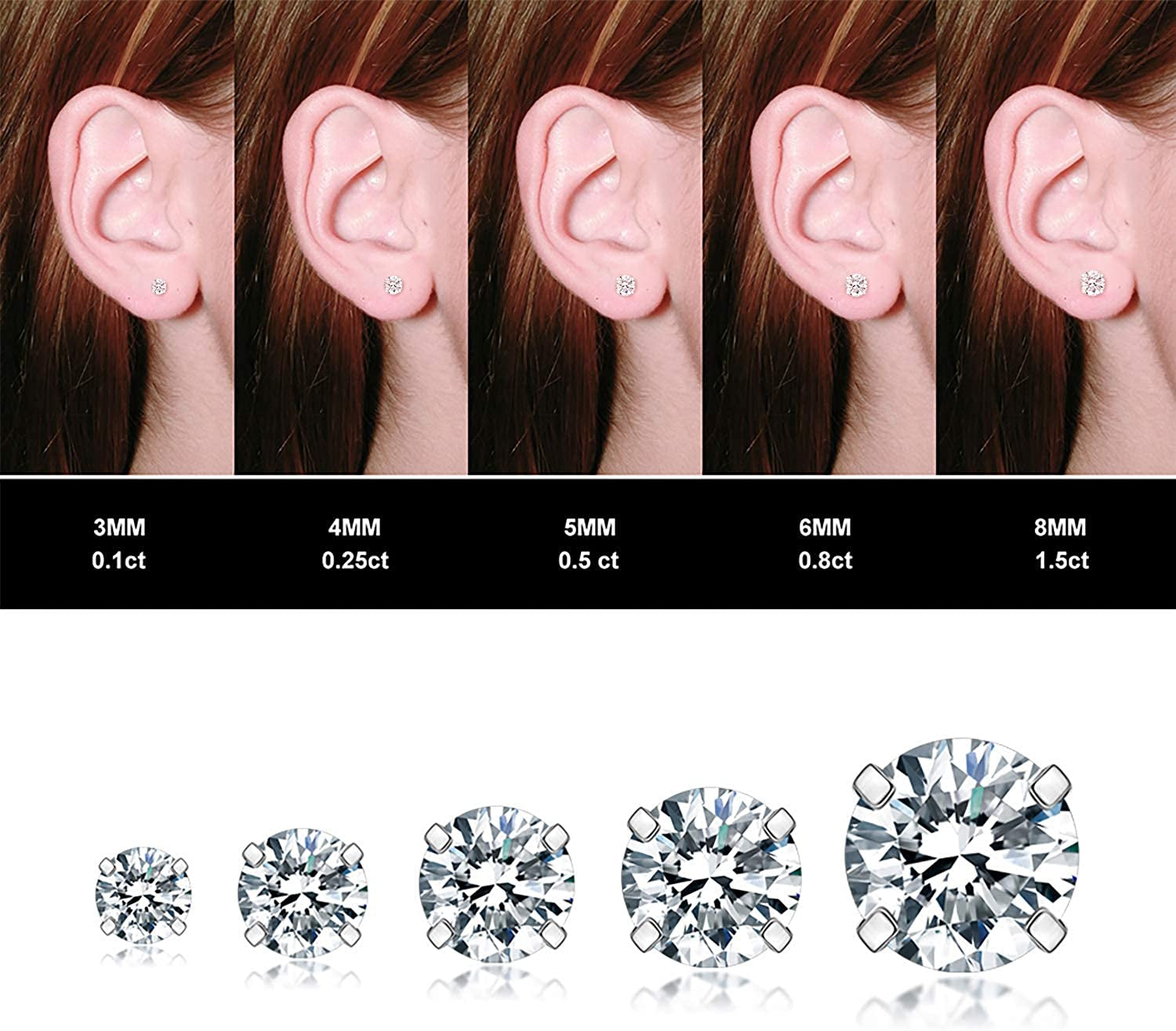 Cubic Zirconia Hypoallergenic Stud Earrings for Women Men Girls Statement Cartilage Fashion Surgical Steel Helix Earrings 5 Pairs Apparel & Accessories > Jewelry > Earrings Ayr