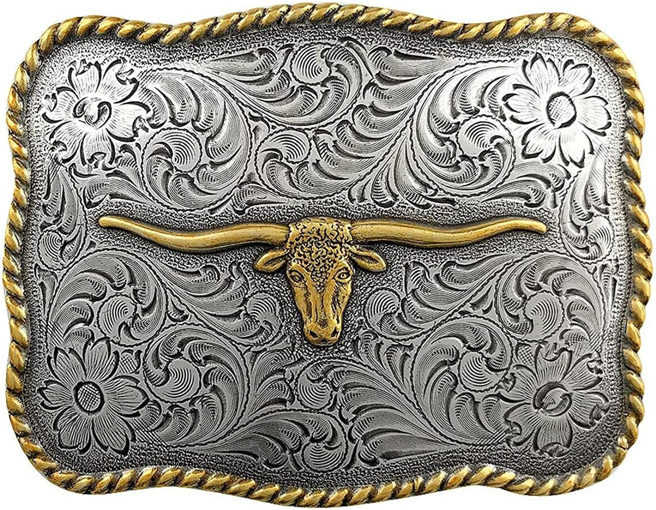 Western Lady Bull Texas Longhorn Steer Head Belt Buckle Fits 1-1/2"(38Mm) Multi-Style Options Apparel & Accessories > Clothing Accessories > Belt Buckles Belts.com Type Buckle G46 - H8143 Antique Silver Gold 1-1/2"