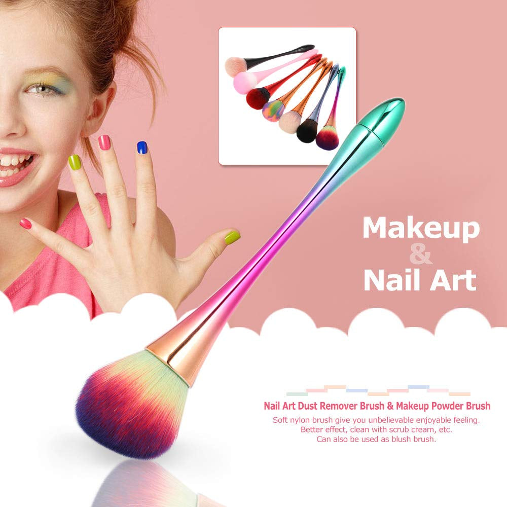Nail Art Dust Remover Brush Aluminum Handle Nail Soft Dust Cleaning Brush Acrylic UV Gel Powder Removal Manicure Tool (Rainbow) Health & Beauty > Personal Care > Cosmetics > Cosmetic Tools > Nail Tools An-self