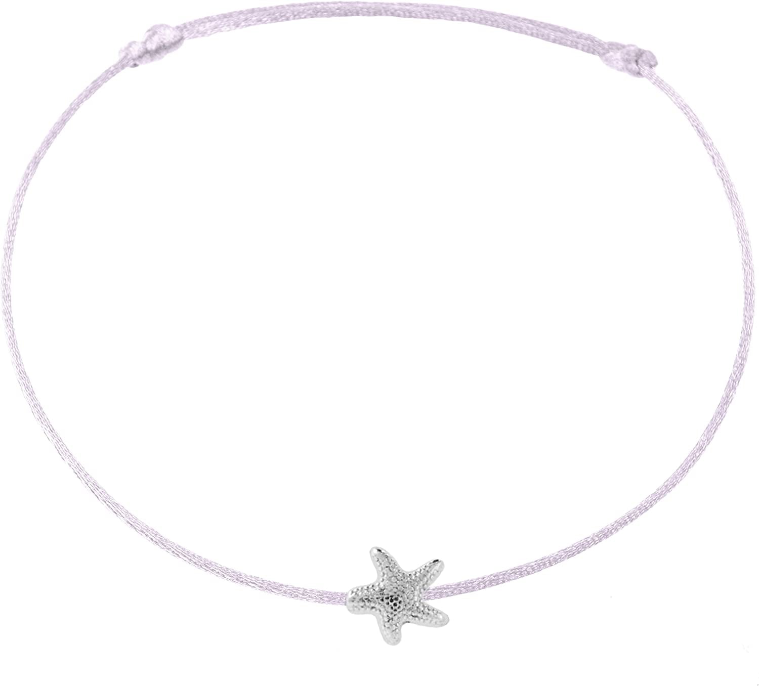 Selfmade Jewelry Anklet with Starfish Silver - Black Foot Chain Beach Jewelry Handmade Ankle Bracelet Adjustable Size Apparel & Accessories > Jewelry > Anklets Selfmade Jewelry Silver - Lilac