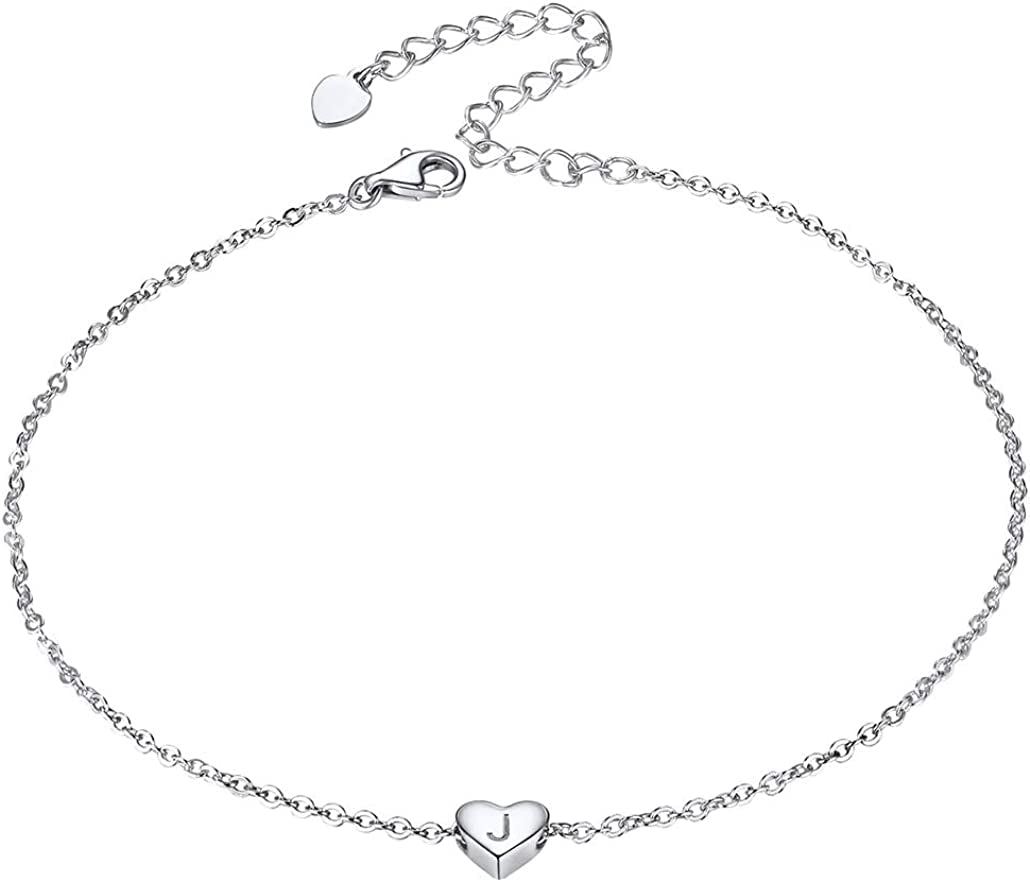 Silvora Sterling Silver Initial Anklets for Women, Teen Girls Foot Ankle Bracelet Letter Alphabet Anklets-Adjustable Chain with Gift Packaging Apparel & Accessories > Jewelry > Anklets Silvora J