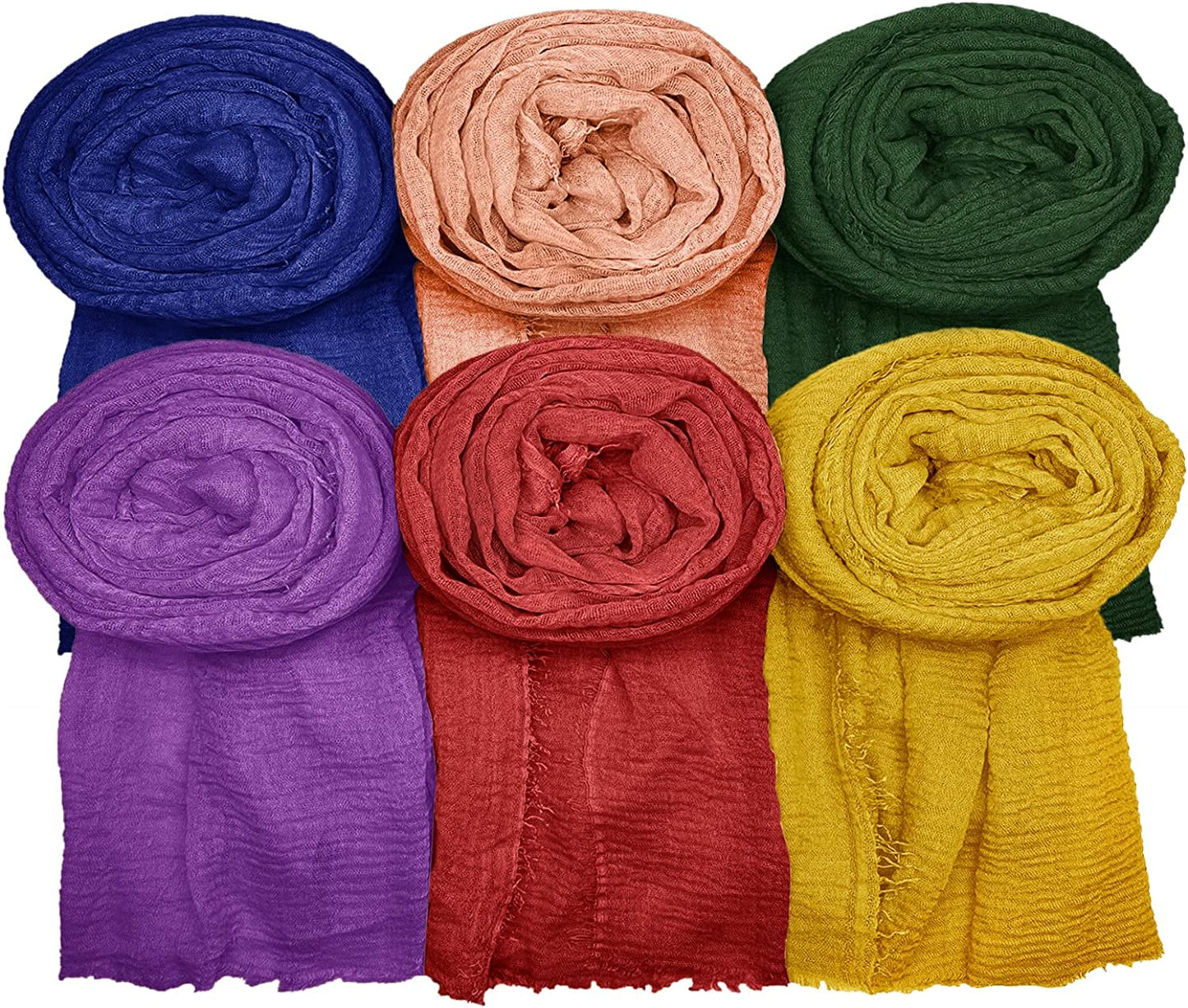 WANBAO 6 Pcs Scarf Shawl Women Wrap Shawls Stylish Scarf Series, Multicolor Apparel & Accessories > Clothing Accessories > Scarves & Shawls WANBAO Red, Blue, Green, Pink, Purple, Orange