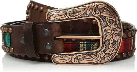 ARIAT Women'S Serape Center Copper Nail Edge Belt Apparel & Accessories > Clothing Accessories > Belts Ariat Multi/Color Medium
