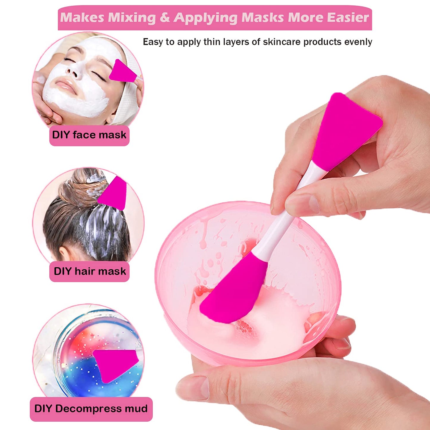 Rampula Mask Applicator Silicone Face Brush Face Mud Cream,Clay Mask,Diy,Modeling Mask Brushes DIY Mud Mixing Spatula Double-End Handheld Scoop Skin Care Make up Foundation Gel Cosmetic Tool Health & Beauty > Personal Care > Cosmetics > Cosmetic Tools > Makeup Tools RamPula