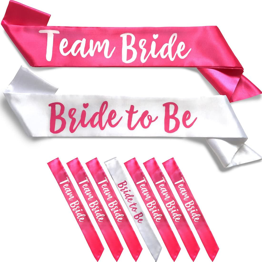 Team Bride 7Pc Satin Sash Set - Sophisticated & Fun Party Favors for Bachelorette Party, Bridal Shower & Wedding Party (7Pc Set, Rose Gold) Apparel & Accessories > Clothing Accessories > Sashes Life is a Party White & Pink 7 Count (Pack of 1)