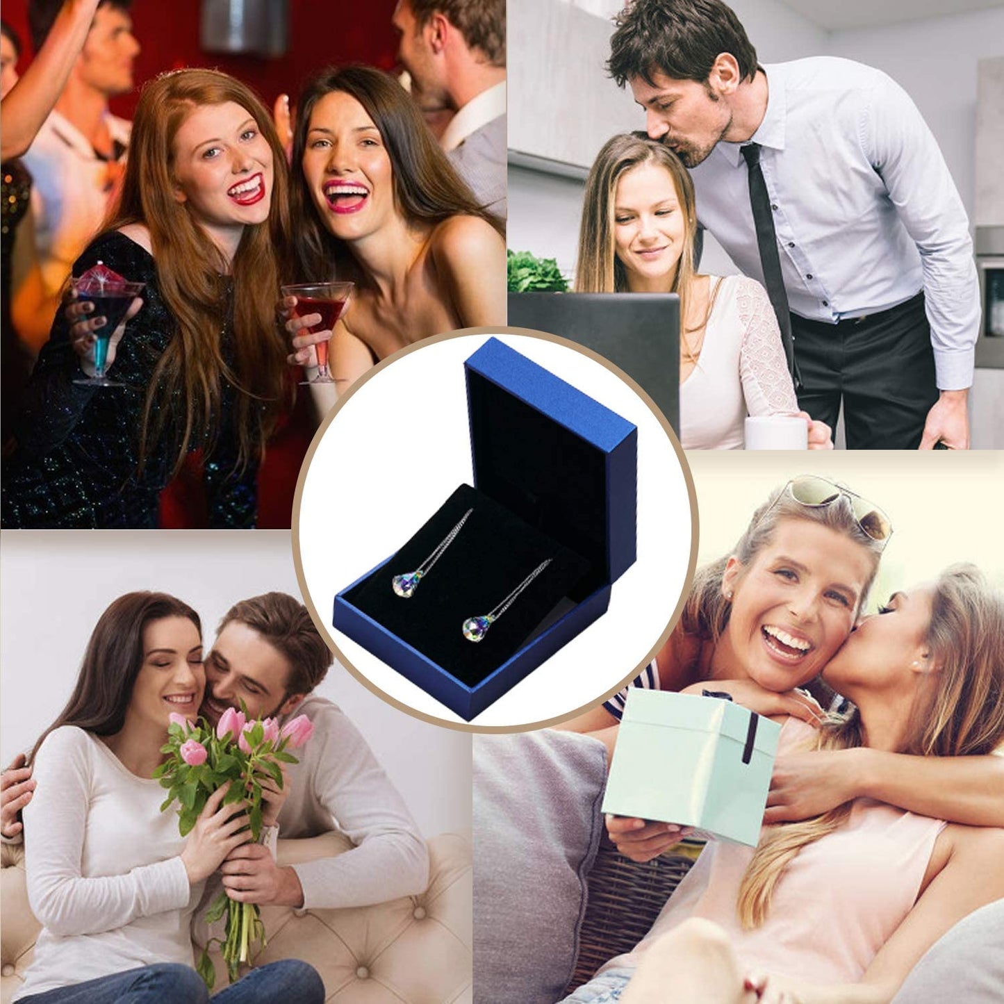 Sterling Silver Crystal Drop Dangle Earrings for Women, Anniversary Birthday Christmas Jewelry Gifts for Her Mom from Daughter Apparel & Accessories > Jewelry > Earrings Desimtion