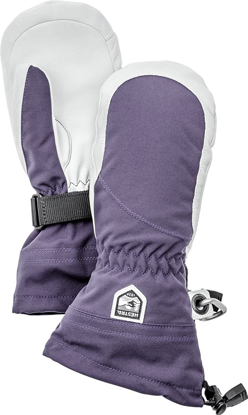 Hestra Heli Ski Womens Glove - Classic Leather Snow Mitten for Skiing, Snowboarding and Mountaineering (Women’S Fit) Apparel & Accessories > Clothing Accessories > Gloves & Mittens Hestra Dark Plum/Off White 8