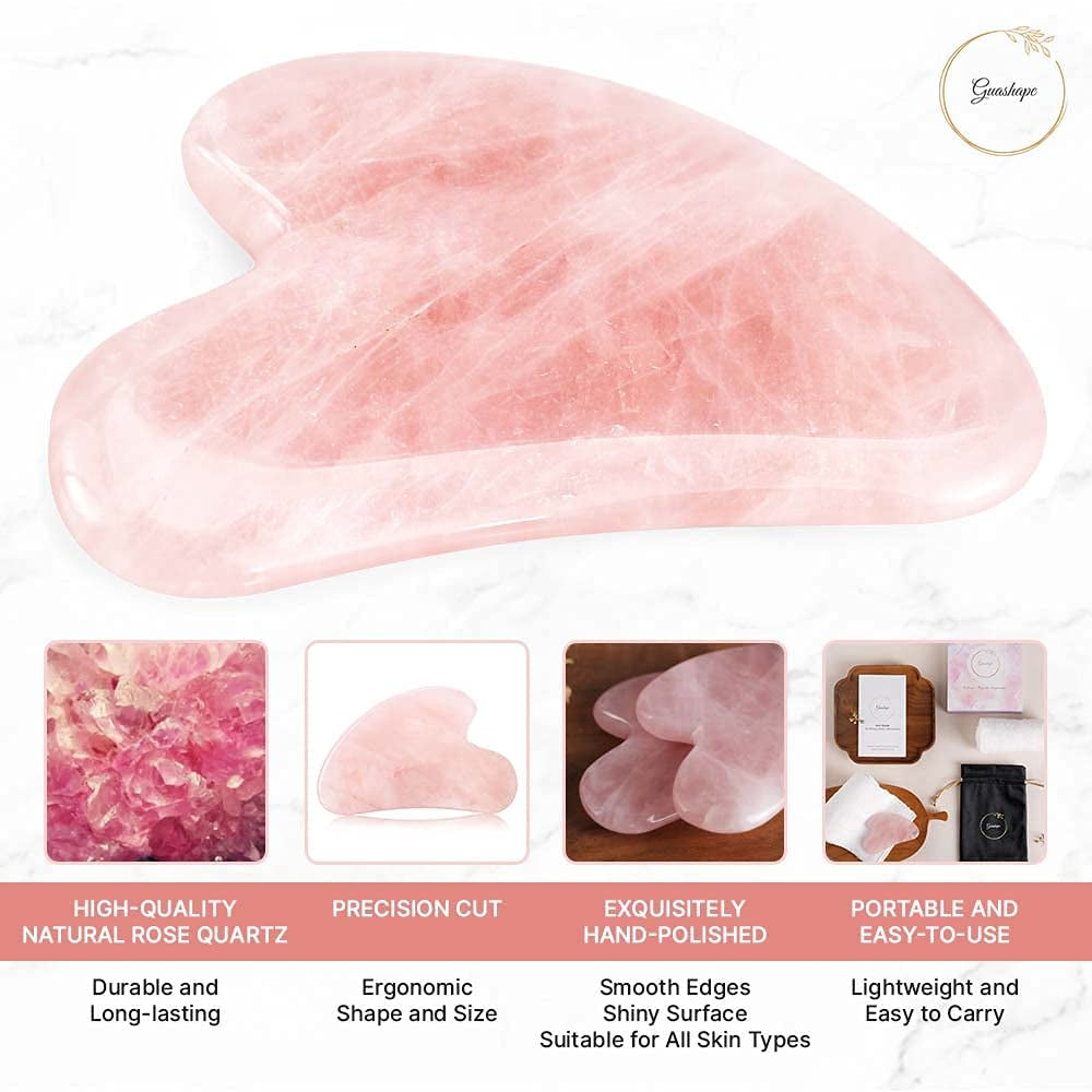 GUASHAPE Gua Sha Facial Tools, Face Stone, Natural Rose Quartz Gua Sha Stone, Guasha Tool for Face Sculpting, Shaping, Reduce Puffiness, Tension Relief, Gua Sha Massage Tool for Face, Eyes and Body Health & Beauty > Personal Care > Cosmetics > Cosmetic Tools > Skin Care Tools GUASHAPE