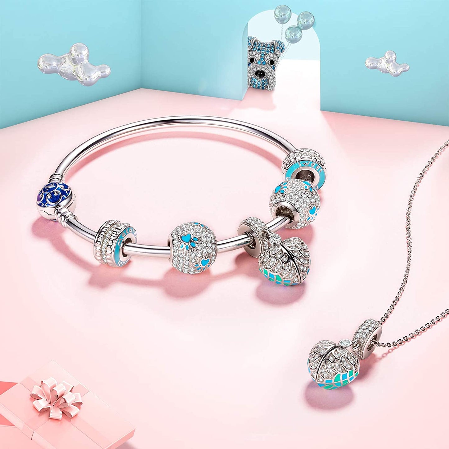 NINAQUEEN "Frodo the Schnauzer" Sterling Silver Christmas Gifts Charms for Dog Lovers, Compatible with Charms Bracelet and Necklace, Jewelry Box Included for Gift Apparel & Accessories > Jewelry > Bracelets NINAQUEEN Charms