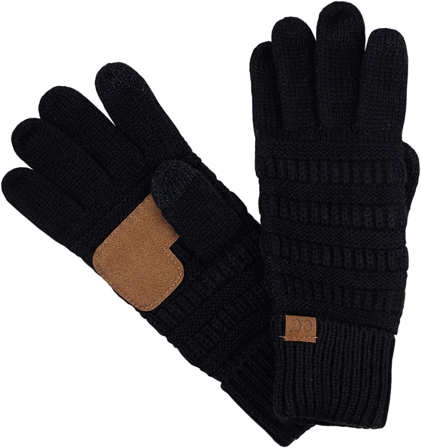 C.C Unisex Cable Knit Inner Lined Anti-Slip Touchscreen Texting Gloves Apparel & Accessories > Clothing Accessories > Gloves & Mittens C.C Black