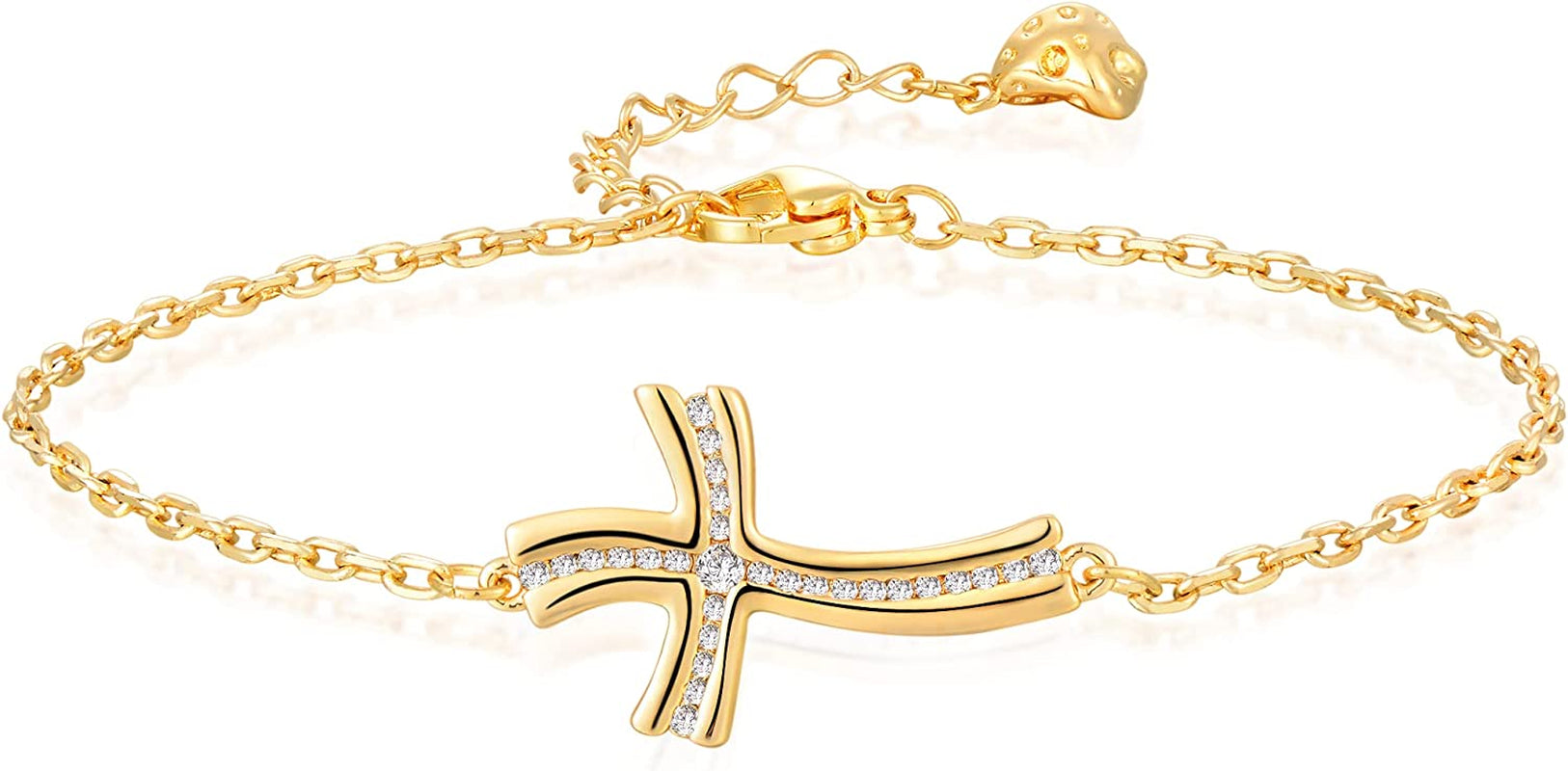 LOYATA Dainty Ankle Bracelet,14K Gold Plated Tiny Bead Anklet Dainty White Cubic Zirconia Cross Tassel Foot Chain Cute Lucky Moon Evil Eye Foot Jewelry Boho Anklets for Women Apparel & Accessories > Jewelry > Anklets LOYATA CZ-Cross