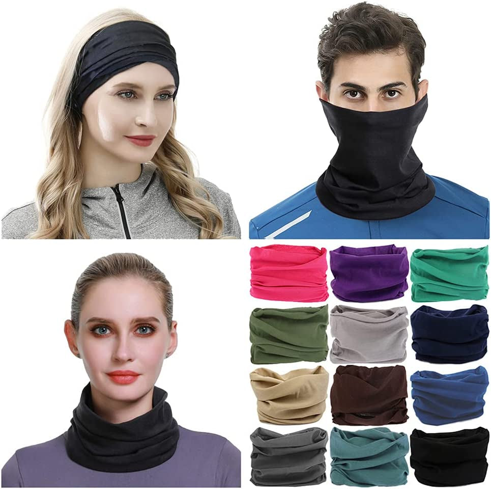 VANCROWN Headband Neck Gaiter Head Wrap Headwear Face Mask Magic Scarf Bandana for Men and Women Apparel & Accessories > Clothing Accessories > Headwear VANCROWN 12PCS.Solid Color 2