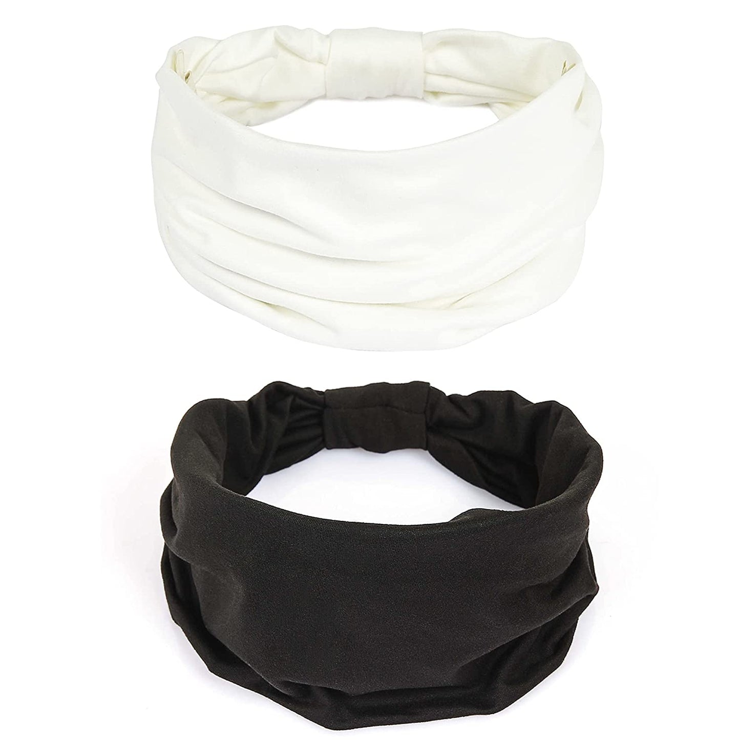 Gili 6 Pack Wide Headbands for Women Non Slip Soft Elastic Hair Bands Yoga Running Sports Workout Gym Head Wraps , Knotted Cotton Cloth African Turbans Bandana ( with 6 Pcs Hair Ties) Apparel & Accessories > Clothing Accessories > Bandanas & Headties GILI 2 Color (White+Black)