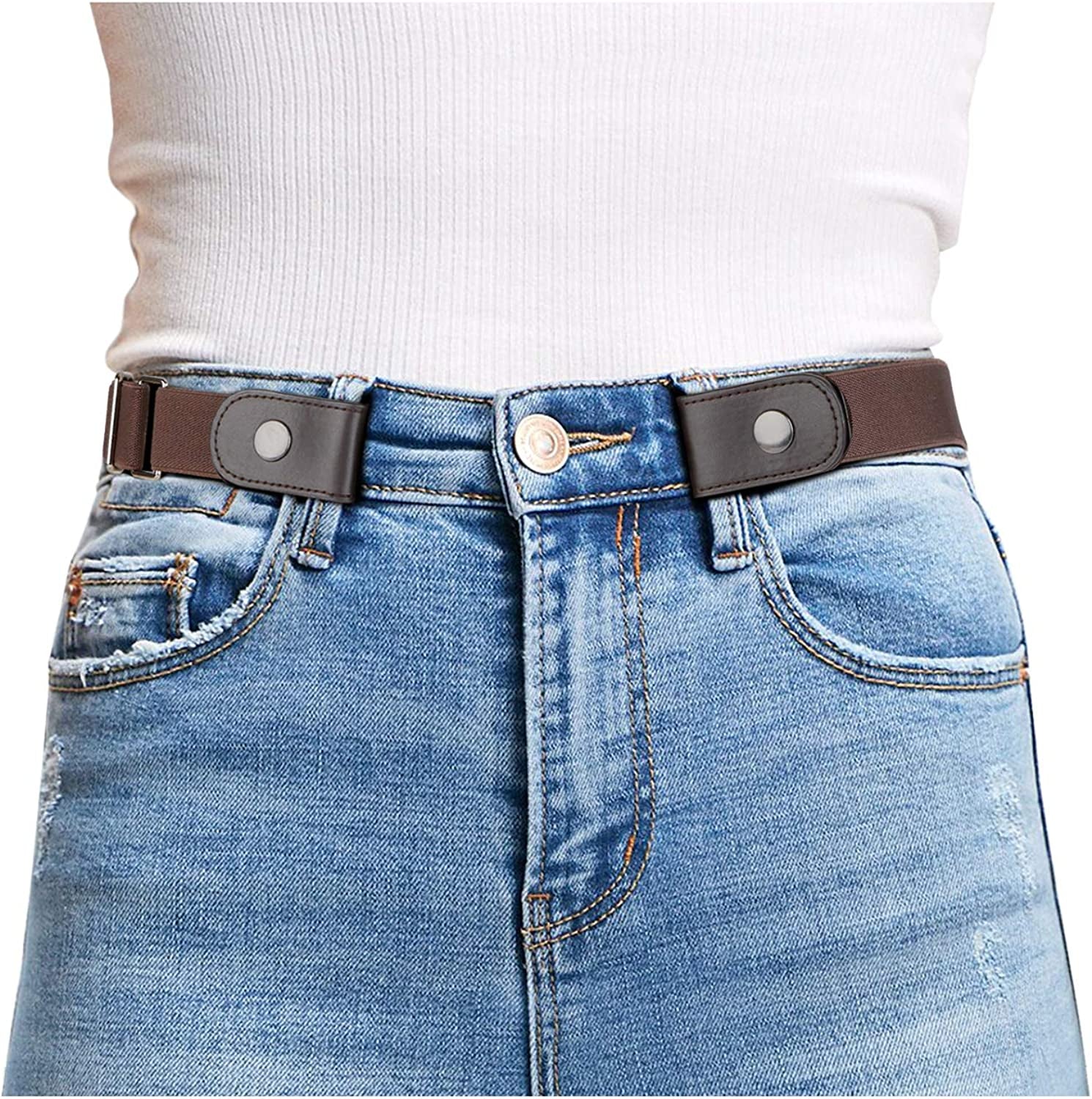 Buckle Free Comfortable Elastic Belt for Women or Men, Buckle-Less No Bulge No Hassle Invisible Belts by WHIPPY Apparel & Accessories > Clothing Accessories > Belts WHIPPY 3-coffee Small Size: 22"-36"