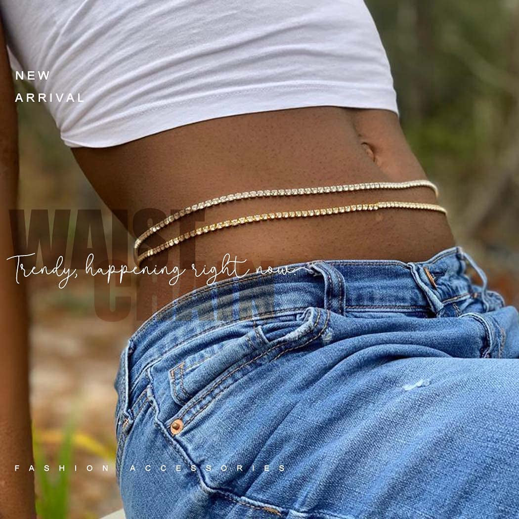 Relbcy Boho Crystal Waist Chain Belly Body Chain Festival Body Jewelry Nightclub Accessories for Women and Girls Apparel & Accessories > Jewelry > Body Jewelry Relbcy