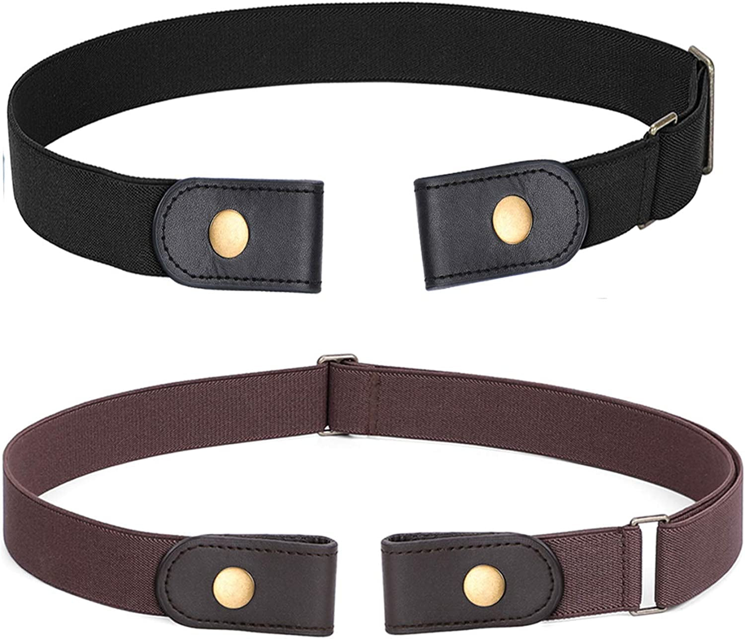 No Buckle Stretch Belt for Women Men Elastic Waist Belt up to 72 Inch for Jeans Pants Apparel & Accessories > Clothing Accessories > Belts WERFORU Y-black+coffee Pants Size 31"-50"