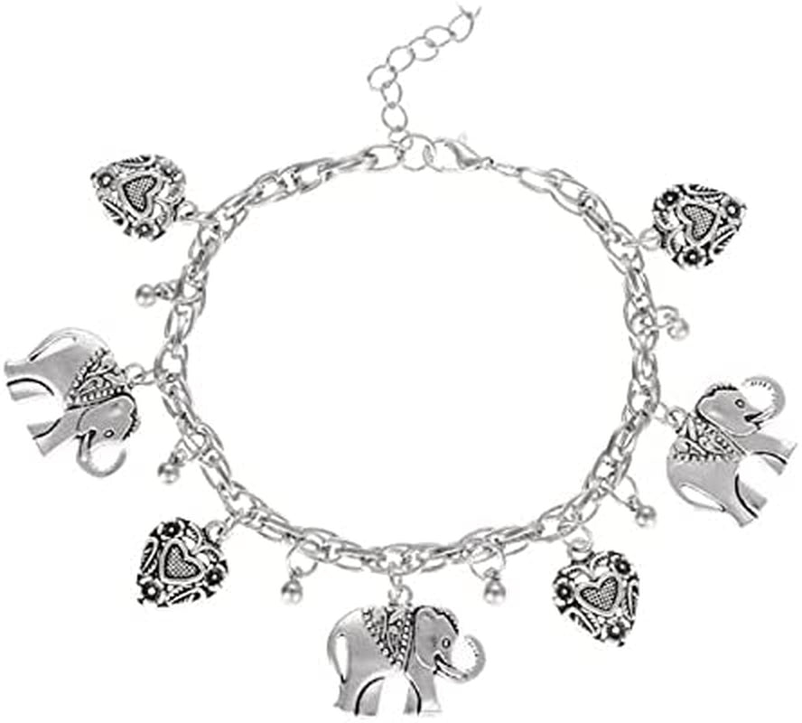 Jeweky Boho Layered Crystal Anklets Silver Rhinestone Ankle Bracelets Chain Beach Foot Jewelry for Women and Girls Apparel & Accessories > Jewelry > Anklets Jeweky E-Silver