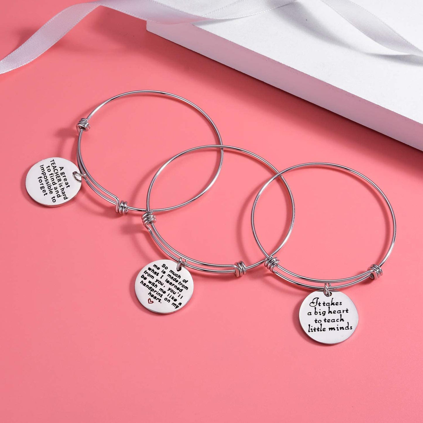 Pack of 3 Teacher Bangles Gifts for Teacher Open School Gifts for Teachers Thank You Bangle Bracelets Apparel & Accessories > Jewelry > Bracelets Nzztont