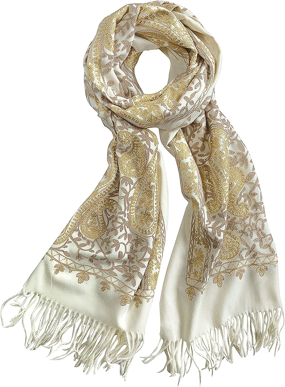 Women'S Embroidered Oversize Tassel Shawl Scarf Wraps for Women Apparel & Accessories > Clothing Accessories > Scarves & Shawls Urban CoCo #3-beige