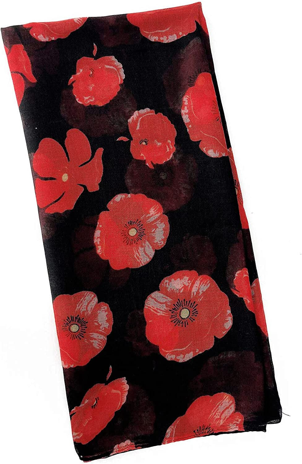 GERINLY Red Poppy Flower Scarfs for Women Lightweight Florals Shawl Wraps Spring Travel Accessory Apparel & Accessories > Clothing Accessories > Scarves & Shawls GERINLY