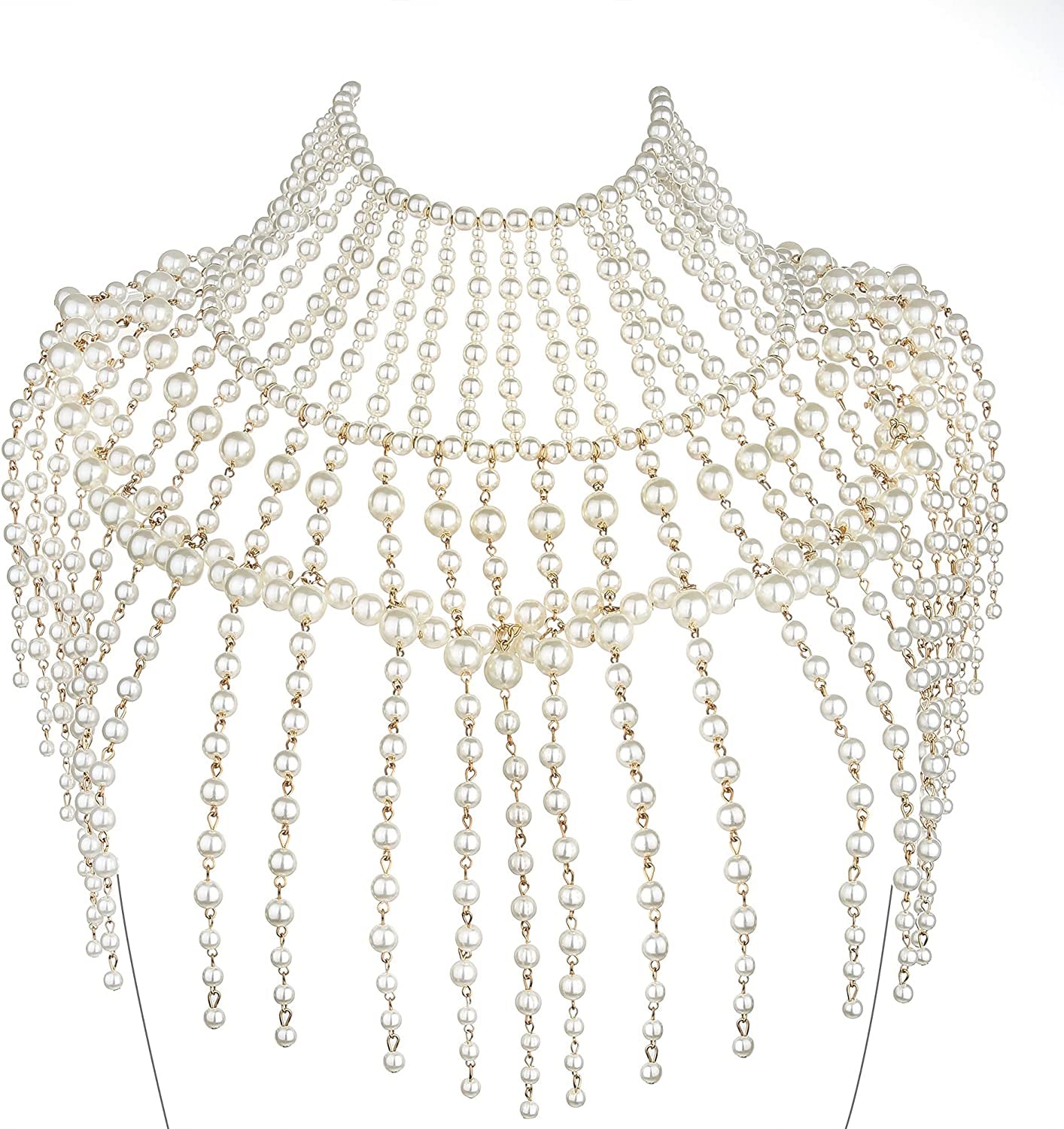 Pearl Body Chain Jewelry for Women - Fashion Handmade Pearl Body Chain Shoulder Necklace Bra Apparel & Accessories > Jewelry > Body Jewelry Maijiao Style 2-Gold