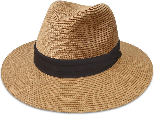 MAYLISACC Womens Straw Panama Hat, Wide Brim Beach Sun Hats Summer Foldable Travel Sunhat UPF50 Apparel & Accessories > Clothing Accessories > Hats MAYLISACC 1-a-khaki-sz Medium