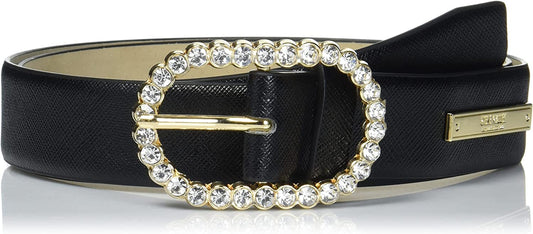 Steve Madden Women'S Rhinestone Buckle Belt, Black Apparel & Accessories > Clothing Accessories > Belts Steve Madden Black Small