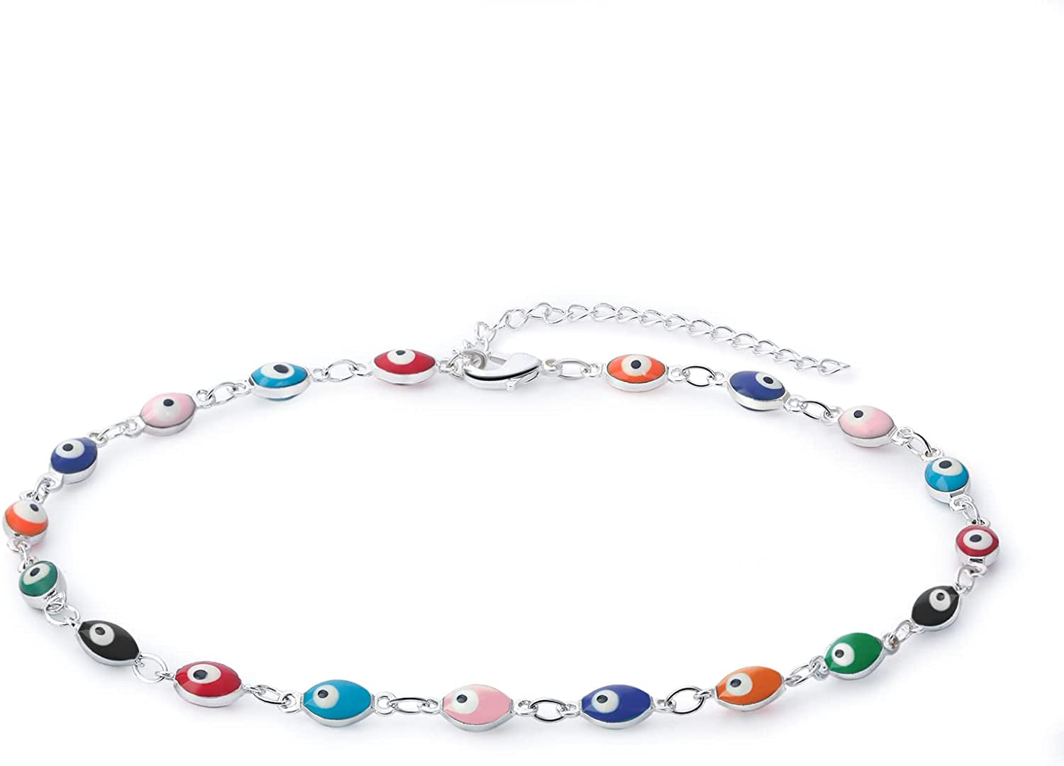 Evil Eye Ankle Bracelet,Evil Eye Anklet,Evil Eye Bracelet,Evil Eye Anklets for Women,Mother'S Day Gift Apparel & Accessories > Jewelry > Anklets DeScount Silver Plated Oval Evil Eye Anklet