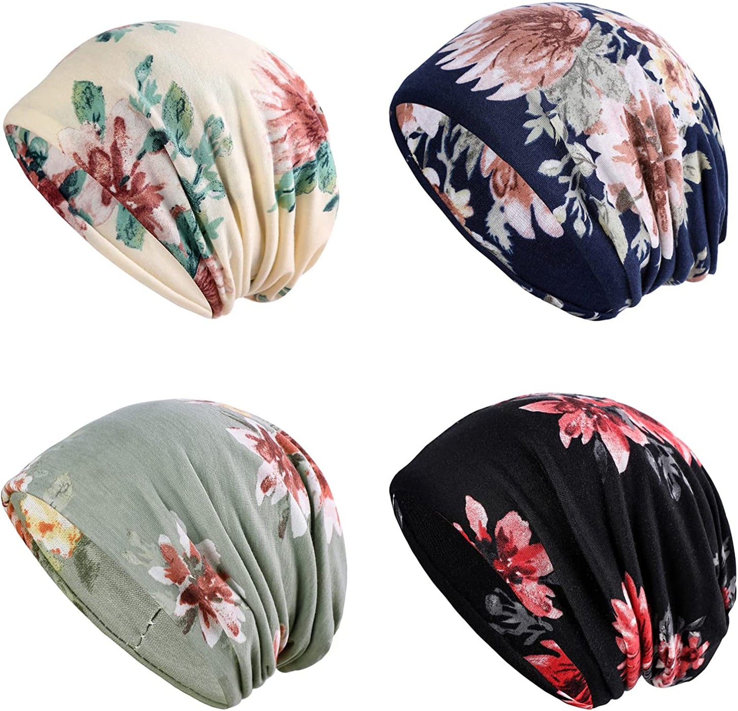 HONENNA Printed Turban Headband Chemo Cap Soft Sleep Beanie Apparel & Accessories > Clothing Accessories > Headwear HONENNA 4 Pack Style 3