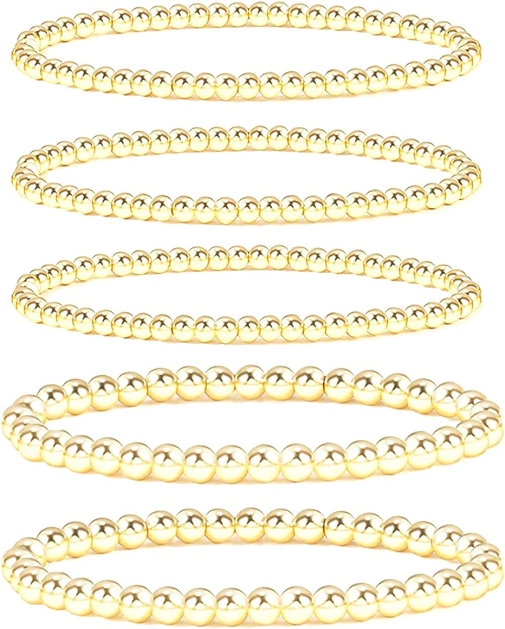 Colorful Beaded Bracelet for Women Heishi Bracelet Set Assorted Gold Bead Stackable Stretch Strand Bracelet Apparel & Accessories > Jewelry > Bracelets WETMT Golden