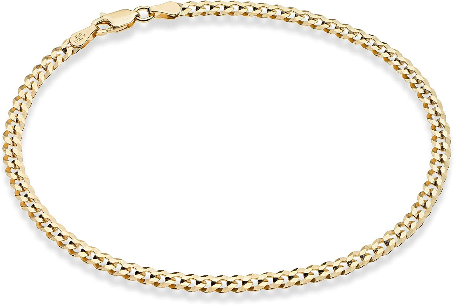 Miabella Solid 925 Sterling Silver Italian 3.5Mm Diamond Cut Cuban Link Curb Chain Anklet for Women, Made in Italy Apparel & Accessories > Jewelry > Anklets Miabella yellow-gold-plated-silver Length 9 Inches (Small)