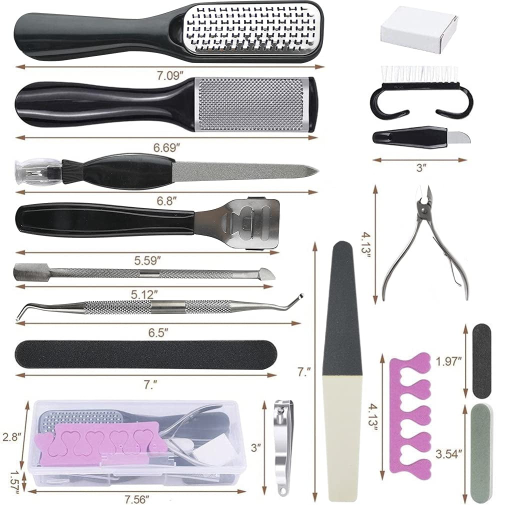 Nado Care Pedicure Kit Professional Foot Scrubber Pedicure Foot Soak 23 in 1 Stainless Steel Foot Care Kit Foot Rasp Dead Skin Remover Pedicure Kit for Men Women Best Gift Health & Beauty > Personal Care > Foot Care Nado care