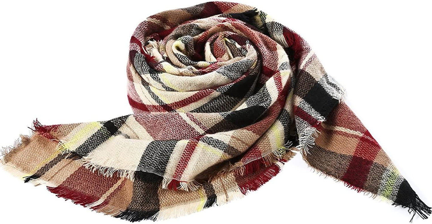 Century Star Women'S Fall Winter Scarf Classic Tassel Plaid Scarf Warm Tartan Wrap Shawl Apparel & Accessories > Clothing Accessories > Scarves & Shawls Century Star