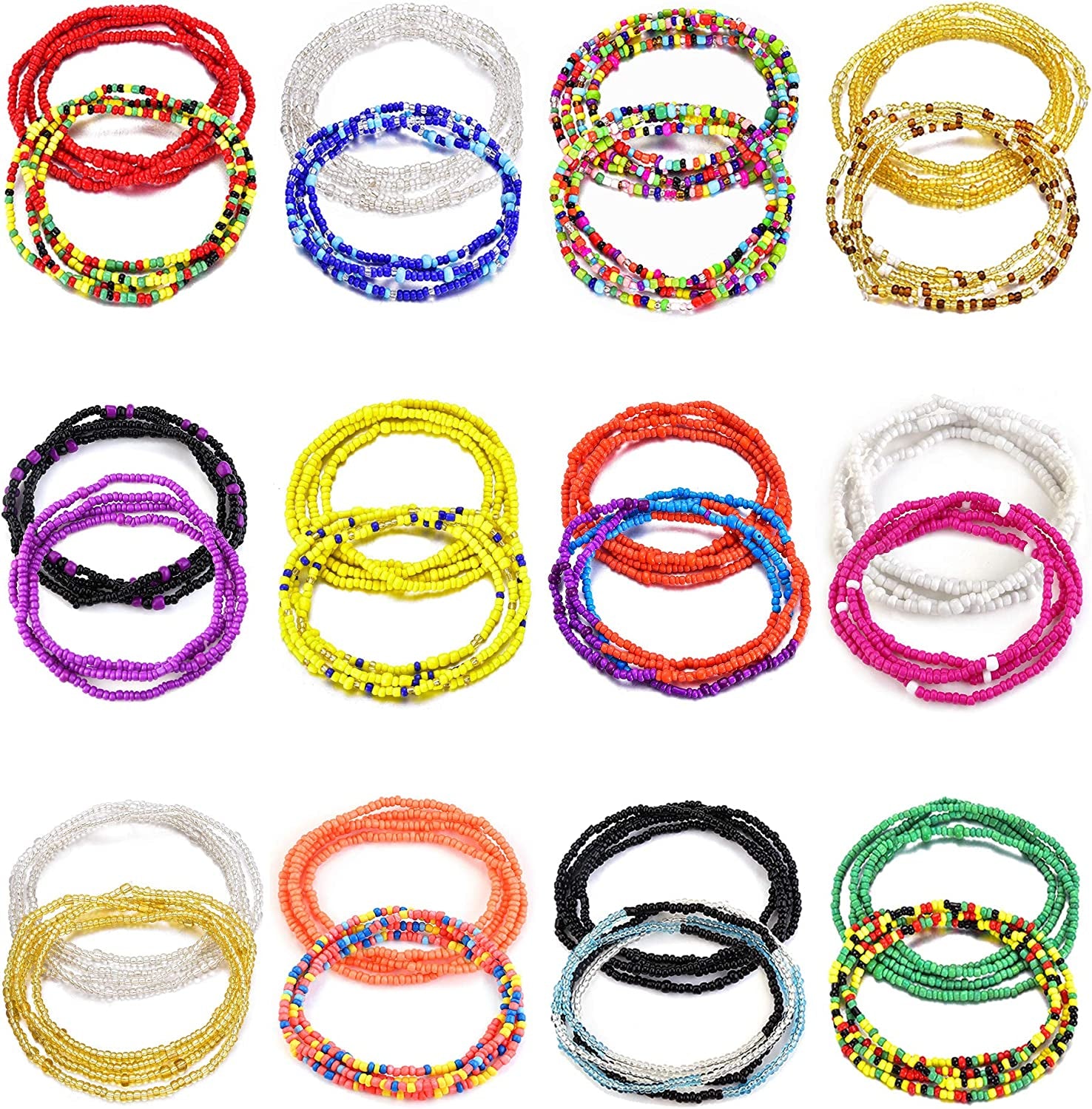 FUNEIA Waist Beads for Women Colorful African Belly Beads for the Waist Bikini Jewelry Chains Bead Waist Chains Set Apparel & Accessories > Jewelry > Body Jewelry FUNEIA C:elegant set