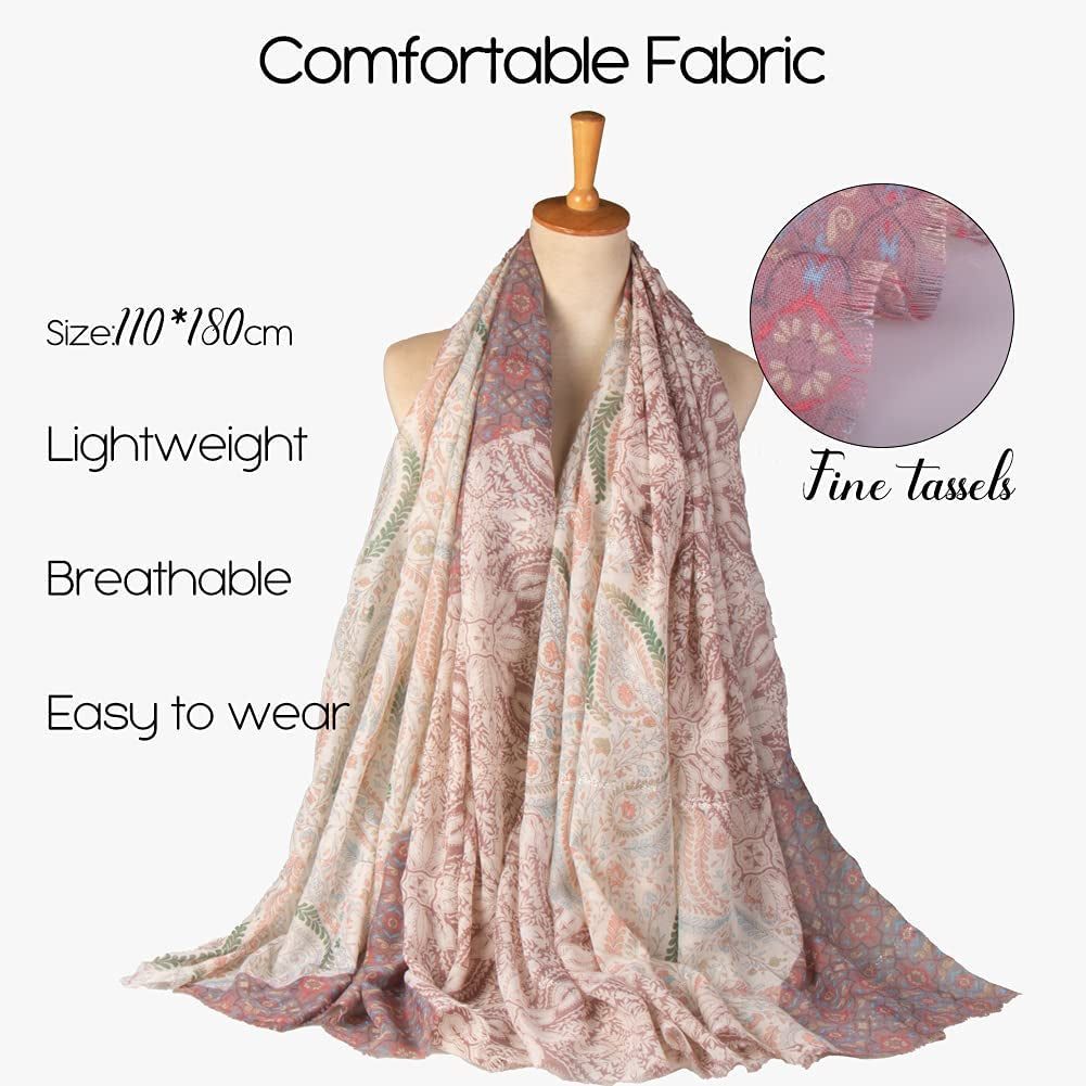 Scarf for Women Lightweight Floral Fashion Flower Scarves Shawl Wrap by Hophor Apparel & Accessories > Clothing Accessories > Scarves & Shawls Hophor