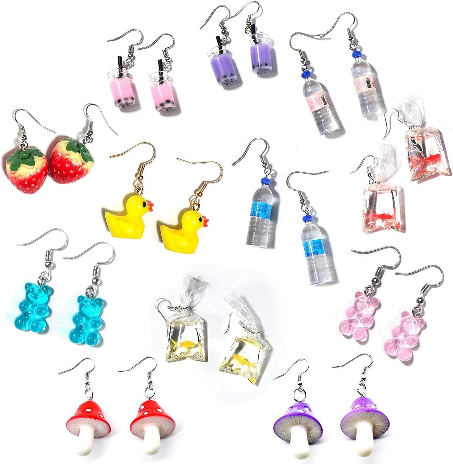Weird Earrings Aesthetic Earrings Gummy Bear Earring Cool Earrings Quirky Earrings Cute Earrings Kawaii Earrings Funny Earrings Crazy Earrings Set for Women Girls Egirl Apparel & Accessories > Jewelry > Earrings Sclorey