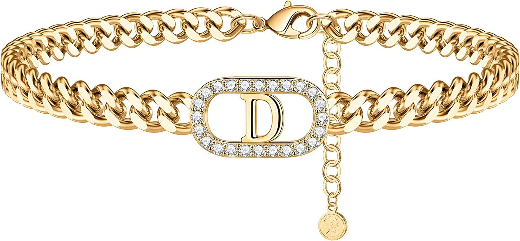 IEFWELL Gold Initial Ankle Bracelets for Women, 14K Gold Filled Gold Anklets for Women Cuban Link Anklets for Women Handmade Gold Ankle Bracelets for Women Ankle Bracelets Gold Jewelry Apparel & Accessories > Jewelry > Anklets IEFWELL D