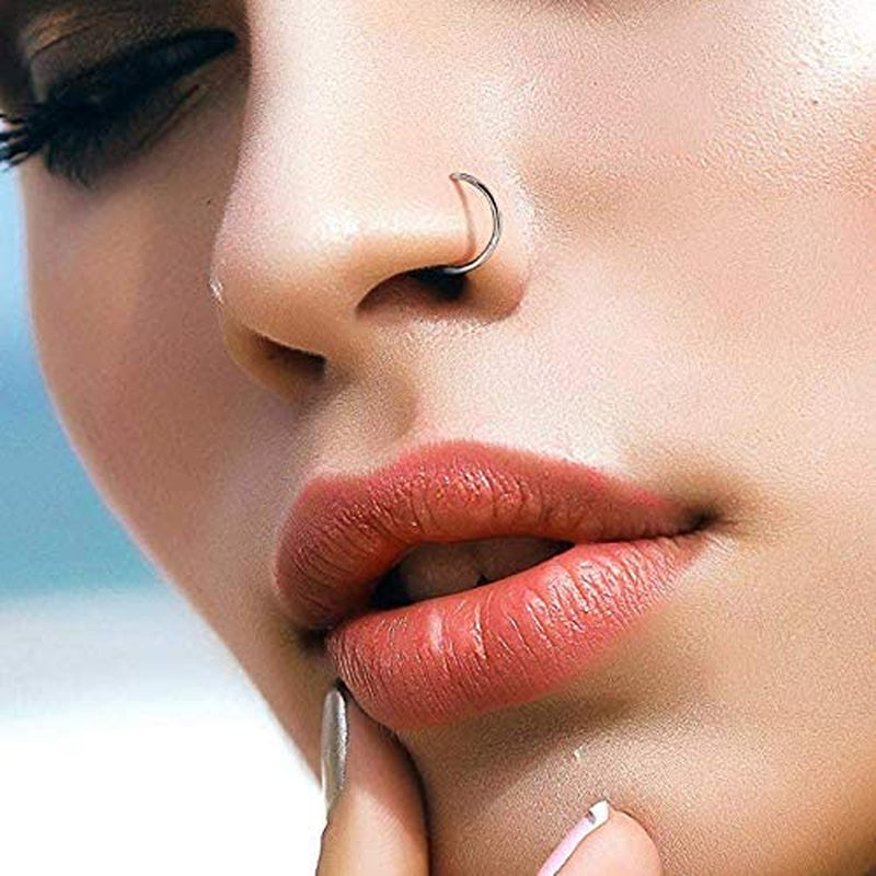 Vitaltyextracts 3Pcs Nose Rings Hypoallergenic 316L Surgical Steel Hinged Hoop 20G Silver 18G Gold - Rose Gold Diameter 8Mm Apparel & Accessories > Jewelry > Body Jewelry Vitaltyextracts