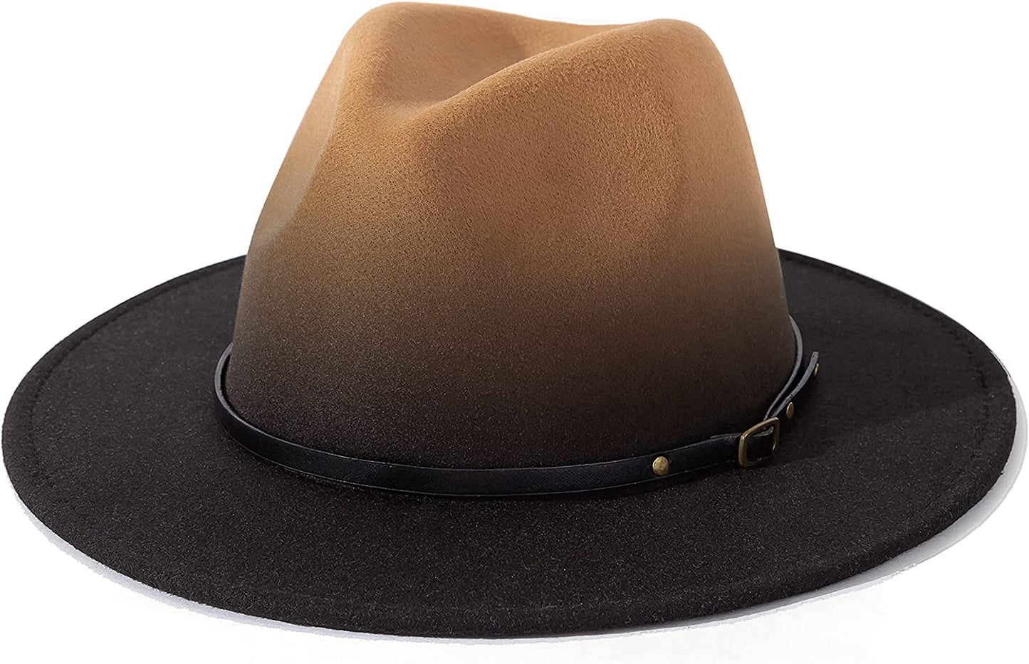 Lisianthus Women Belt Buckle Fedora Hat Apparel & Accessories > Clothing Accessories > Hats Lisianthus Z Gradient Camel & Black