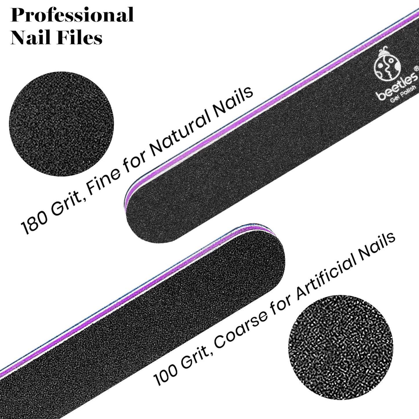 Beetles 10 PCS Professional Nail File Set, Double Sided Emery Board 100/180 Grit Nail Files Manicure Tools Kit for Home and Salon Use ,Acrylic False Nails Health & Beauty > Personal Care > Cosmetics > Cosmetic Tools > Nail Tools beetles Gel Polish